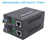 Multi-Mode LC Gigabit Dual Fiber Media Converter - Include 2 LC SFP Transceiver 2Km, Wavelenth 1310nm, LC to UTP Cat5e 10/100/1000 RJ-45 –Gigabit Ethernet Speed, 2 Pack