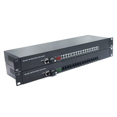16 POTS Telephones and Ethernet over Fiber Extenders 1 Set - Phone Lines POTS Over Fiber Optic converter,Single Mode 20Km And Multimode 500m, Support Called Id, Ring And Fax