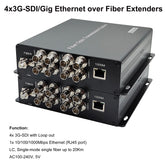 4x3G-SDI Gigabit Ethernet over Fiber Extenders- Uncompressed Full HD video audio to fiber converters, LC Singlemode single fiber 20Km, No delay A set