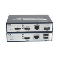 HDMI over Ethernet Extender Over CAT5e/CAT6, with KVM and Loop out, remote control by mouse and keyboard with USB port, Full HD 1080P - Up to 150m (492 Ft) - Low Latency