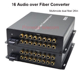 16 channel Audio over Fiber optic Converters Adapter RCA to fiber SC Multimode dual fiber up to 2Km for Broadcast 1 pair Transmitter and Receiver