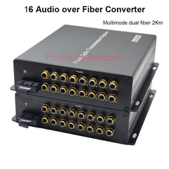 16 channel Audio over Fiber optic Converters Adapter RCA to fiber SC Multimode dual fiber up to 2Km for Broadcast 1 pair Transmitter and Receiver