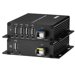4 Ports USB2.0 over Fiber optic Extender LC Singlemode single Fiber up to 20Km 1.25G SFP Include for USB Remote storage and More, A pair