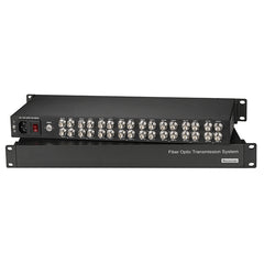 Convertidor de medios de fibra óptica de 16 puertos 3G/HD-SDI FC con salida de bucle HD de video y audio a través de extensor de fibra, sin comprimir, sin pérdida, calidad de transmisión profesional, monomodo de hasta 20 km, un par