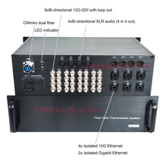8xBIDI 12G-SDI/XLR Audio/Gig Ethernet over Fiber Optic Converter CNlinko dual fiber singlemode up 10Km Real-Time Video Transmission ,Crystal clear sound ,Custom made