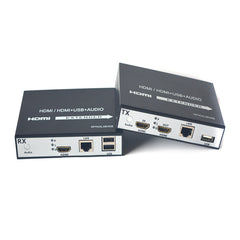HDMI over Ethernet Extender Over CAT5e/CAT6, with KVM and Loop out, remote control by mouse and keyboard with USB port, Full HD 1080P - Up to 150m (492 Ft) - Low Latency
