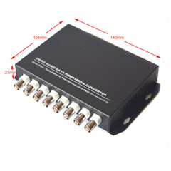 8 Channel Analog Video Fiber Converters FC Singlemode Up 20Km For Analog Camea CCTV Video Monitoring Security Systems And More