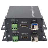 4K HDMI RS232 over Fiber Optic Converters,with Two 10G SFP transceiver,LC Singlemode Single Fiber up to 10Km, Multimode 500m- A Pair.