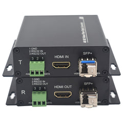 4K HDMI RS232 over Fiber Optic Converters,with Two 10G SFP transceiver,LC Singlemode Single Fiber up to 10Km, Multimode 500m- A Pair.