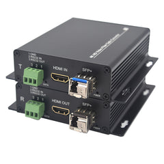 4K HDMI RS232 over Fiber Optic Converters,with Two 10G SFP transceiver,LC Singlemode Single Fiber up to 10Km, Multimode 500m- A Pair.