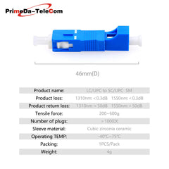 FC SC ST Male to LC Female FTTH Optical Equipment Tool Hybrid Flange Singlemode 9/125 SM Optical Fiber Adapter Connector for Digital Communication,1 PCS