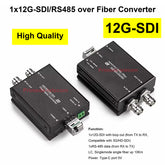 Mini 12G/3G-SDI Video to Fiber Optic Converters Kit, with RS485 data or Tally optional, 12G SFP Transceivers include, Singlemode up 10Km,Compatible 6G-SDI,3G-SDI,HD-SDI For UHDTV 4K 8K HDTV Video