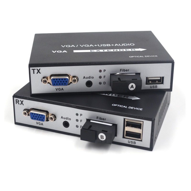 and Stereo 3.5mm Audio -Working Distance up 20Km Mouse and Keyboard VGA to Fiber Optic Media Converters with KVM Guantai 1080P VGA Extenders 