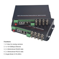 4CH Video Ethernet RS485 422 over one Fiber media Converters 