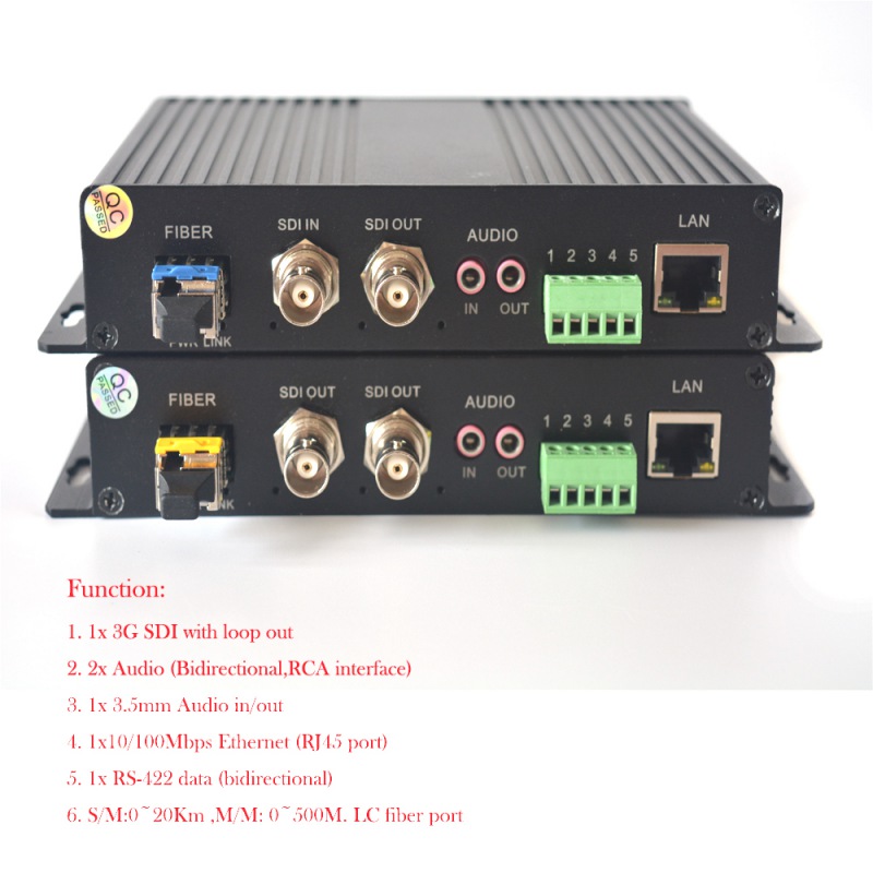 3G SDI/RS422 Data/Ethernet over Fiber Extender_3G/HD SDI