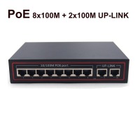 8 Port 10/100M PoE switch with 2 Ethernet 