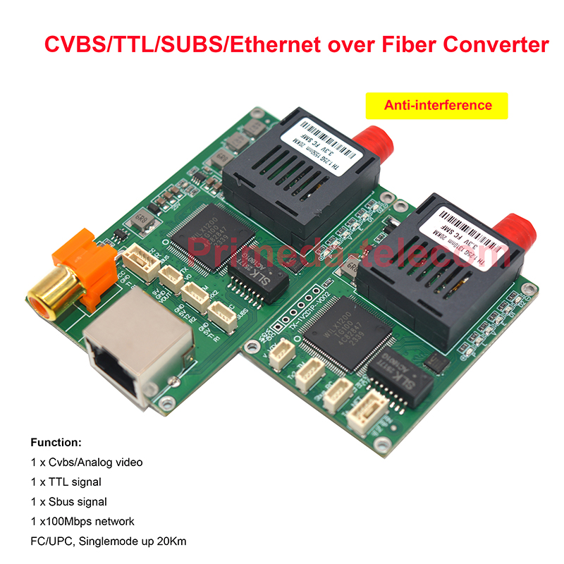 1 CVBS/TTL/SUBS/Ethernet over Fiber Optic Converter FC/UPC Singlemode up 20Km for Fpv drone