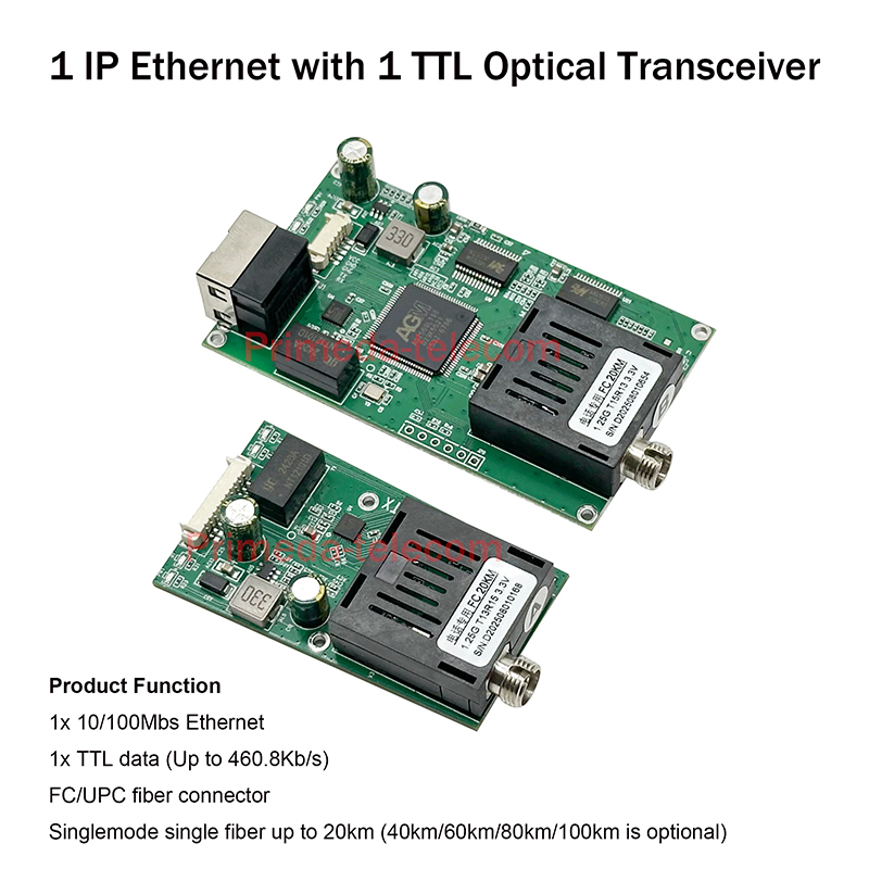 1 Channel IP Network Video with 1 TTL data Over Fiber Optic Converter digital TX 1310nm/RX 1550nm ,