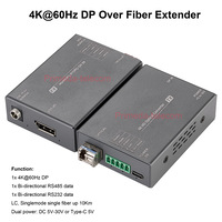 4K@60Hz Displayport DP Over Fiber Optic Extender with RS485 RS232 SFP LC Singlemode 10Km