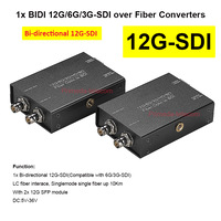 Bidirectional 12G/6G/3G/HD-SDI Video over Fiber Optic Converter Media Converter up 10Km No delay