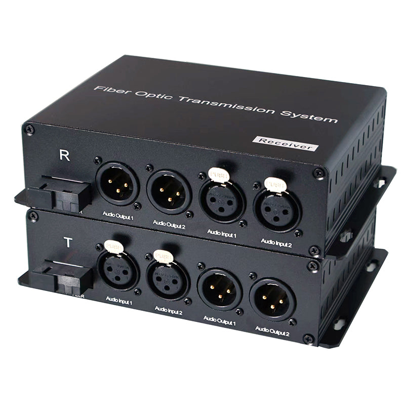 2 Bidirectional  XLR Balanced Audio Over Fiber Optic Extender Singlemode Fiber up 20Km LC SFP Include Uncompressed No delay Professional grade Crystal Clear Sound