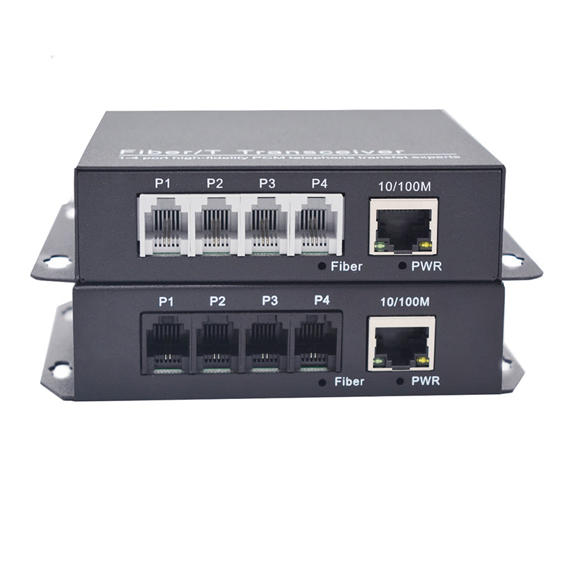 POTS Telephone and 100Mbps Ethernet over Fiber Converters 1 Set - PBX Phone Lines POTS Over Fiber Optic,Single Mode 20Km and Multimode 500m, Support Called id, Ring and Fax