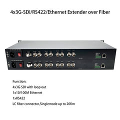 Conversores de vídeo y audio 3G-SDI de 4 canales sobre fibra óptica con Ethernet 1x10/100M y datos RS422, transmisión de audio y vídeo HD en tiempo real sin comprimir, sin pérdidas, calidad de transmisión profesional