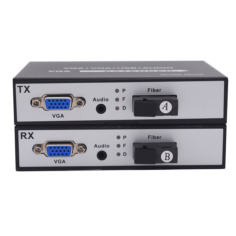 VGA over Fiber Extenders with stereo 3.5mm Audio ,1080p full HD Video fiber converters adapter,SC Singlemode single fiber up to 20Km,Multimode up 500m, A set