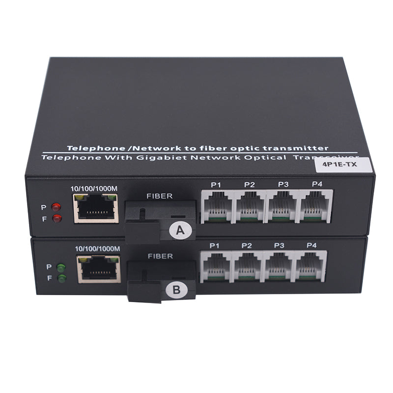 POTS RJ11 Telephone and Gigabit Ethernet over Fiber media converters - Pots Phone PCM Voice Over Fiber Optic,SC optical transceiver ,Singlemode 20Km Multimode 500m