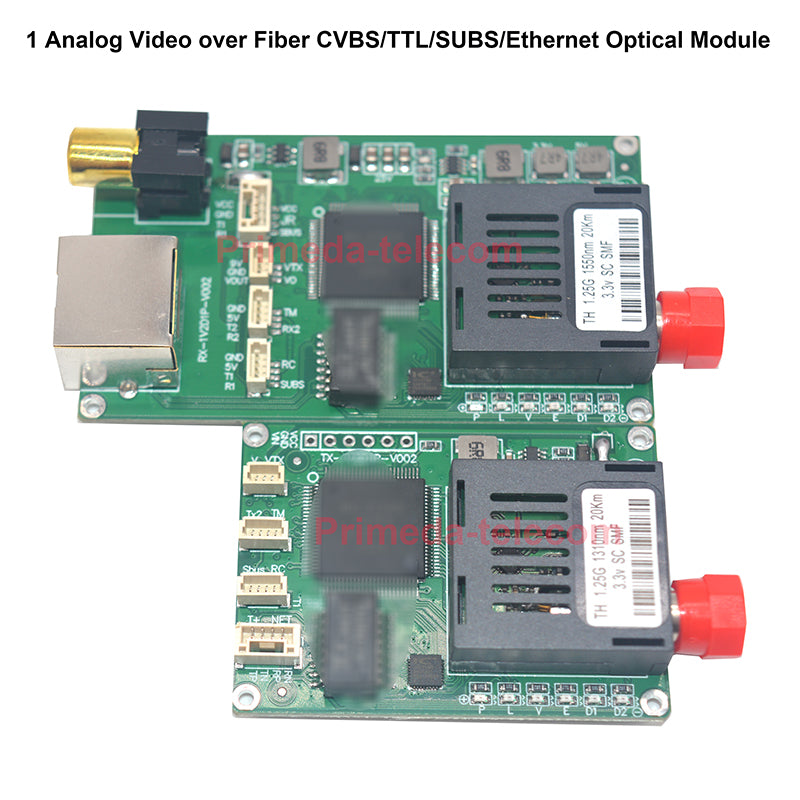 1 Analog Video over Fiber CVBS/TTL/SUBS/Ethernet Optical module transmiter receiver Singlemode Up 20Km-80Km