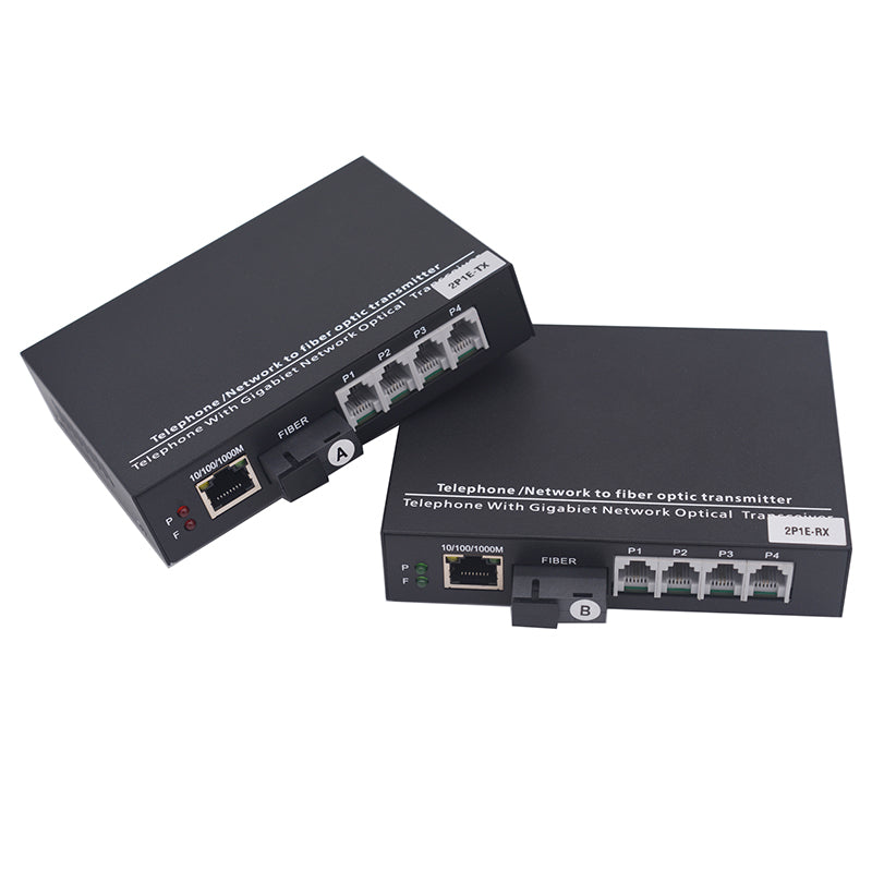 POTS RJ11 Telephone and Gigabit Ethernet over Fiber media converters - Pots Phone PCM Voice Over Fiber Optic,SC optical transceiver ,Singlemode 20Km Multimode 500m