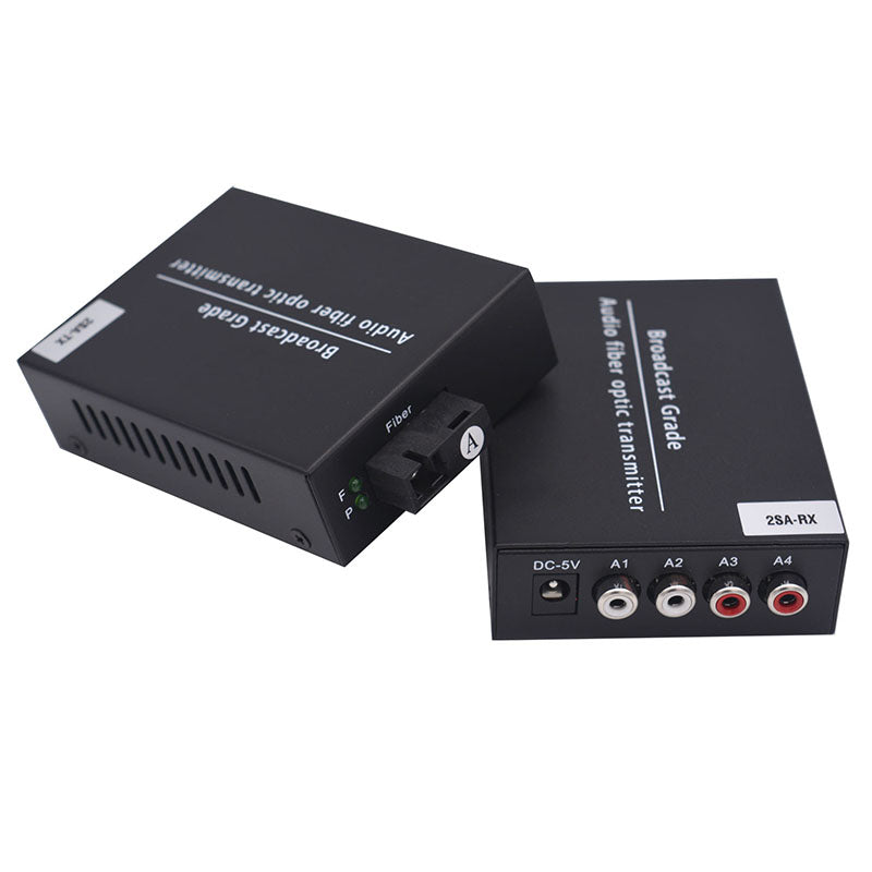 Bidirectional 2 Port Audio Fiber Converters A Set,Unbalanced Analog RCA Audio Extender Over Fiber,SC Singlmode Single Fiber Up 20Km Multimode 500m for Broadcasting Intercom System