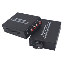 4 Channel Audio Fiber Converters A set,Unbalanced analog rca audio extender over fiber,SC Singlmode single fiber up 20Km and Multimode 500m for Broadcasting Intercom System and More