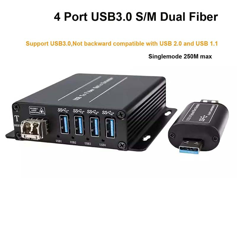 USB3.0 over Fiber Extenders Converters LC Singlemode Fiber up to 250m, SFP transceiver include 1 Set