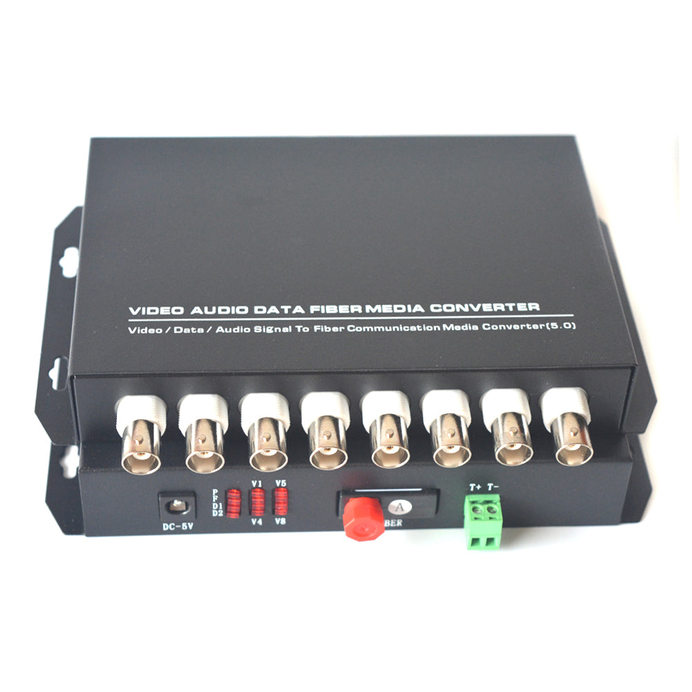8 Channel Analog Video Fiber Converters FC Singlemode Up 20Km For Analog Camea CCTV Video Monitoring Security Systems And More