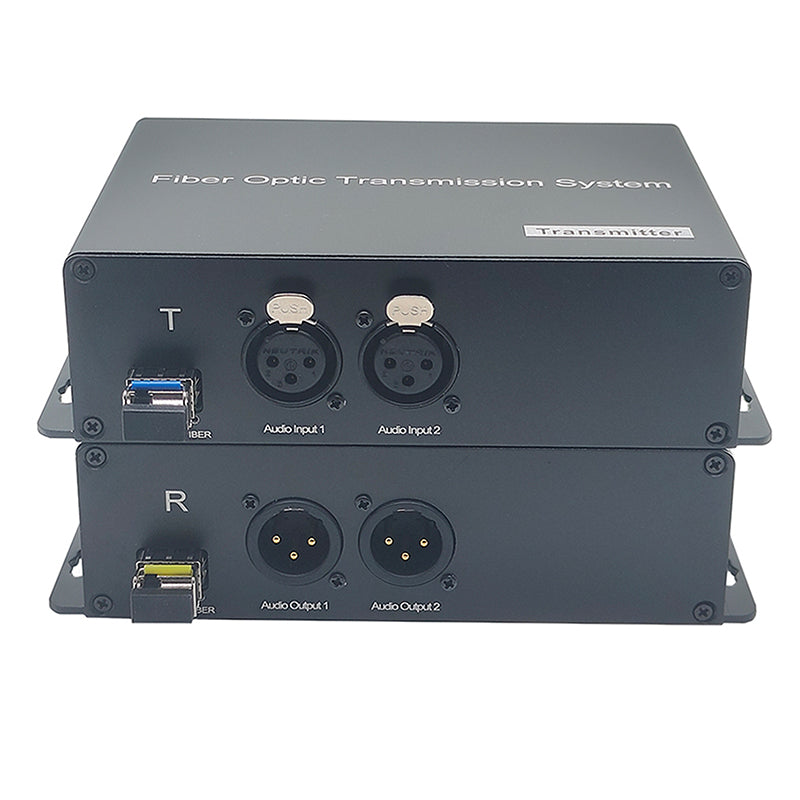 2 XLR Balanced Audio Over Fiber Optic Extender Singlemode Fiber up 20Km LC SFP Include Uncompressed No delay Professional grade Crystal Clear Sound