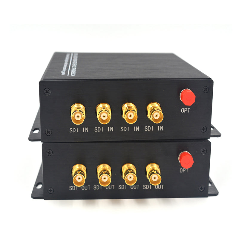 4 channel HD-SDI Video Audio Ethernet over Fiber Converters A Set, Uncompressed FC Singlemode 20Km,Support 1080P 30Hz Max Broadcast professional quality