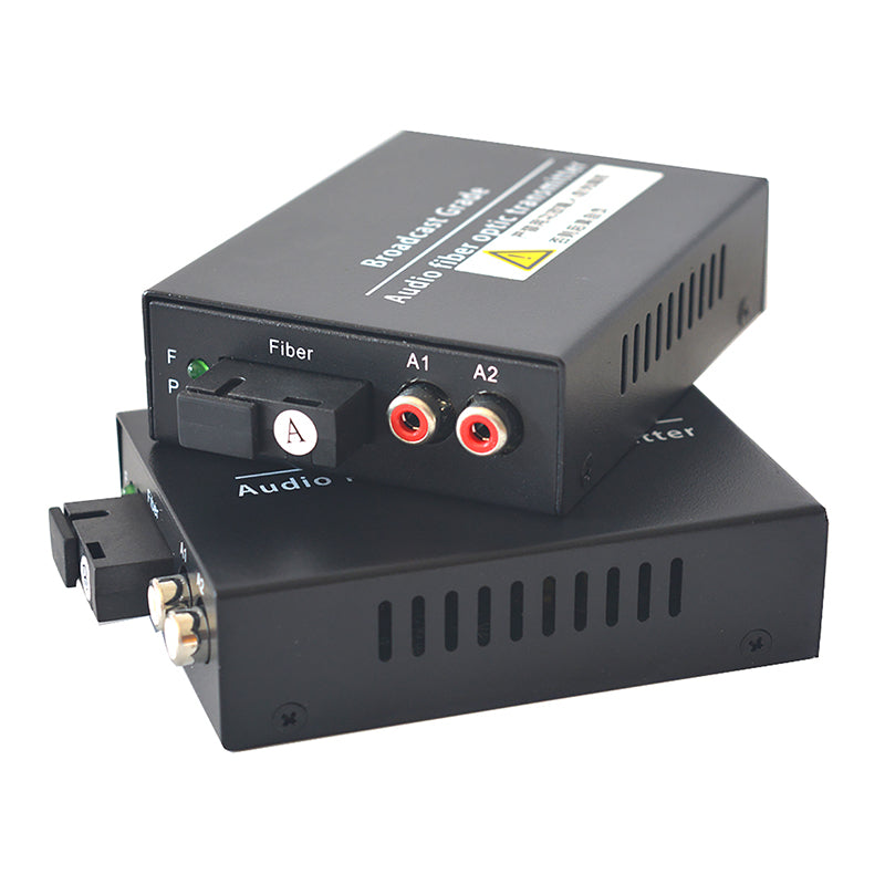 2 channel Audio over Fiber optic Converter, Fiber audio extender Singlmode 20Km Multimode 500m for Broadcasting Intercom System and More
