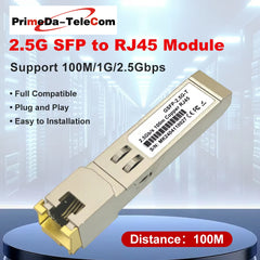 2.5G SFP to RJ45 Copper Optica Module 1.25G/2.5GBase-T 100m RJ45 Port Compatible Mikrotik,HORACO,KEEPLiNK 2.5Gb SFP Fiber Switch, 1PCS