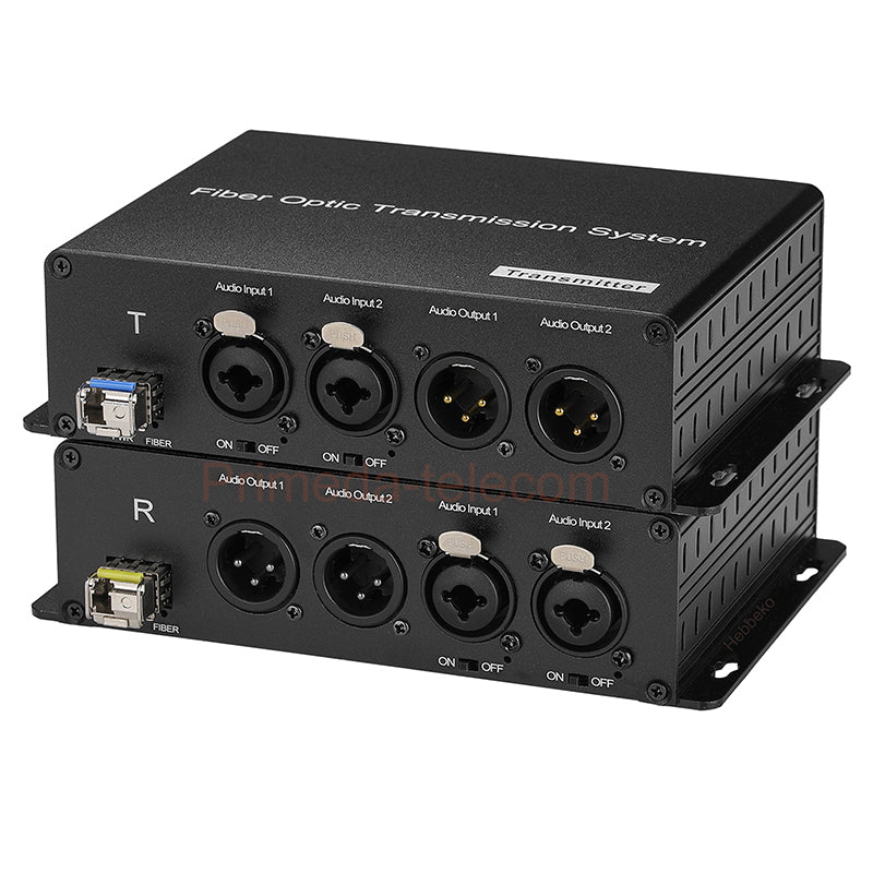 2/4 BIDI XLR Balanced Audio to Fiber Optic Extenders with 48V Phantom, LC Single-mode single fiber 20Km SFP include Uncompressed Professional Crystal Clear Sound A Pair
