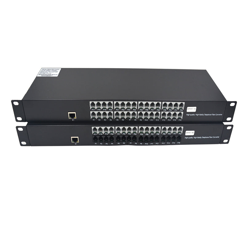 32 port Pots Telephones 100M Ethernet to Fiber Extenders 1 Set - PBX Phone Lines POTS Over Fiber Optic Converter,Single Mode 20Km And Multimode 500m, Support Called Id, Ring And Fax