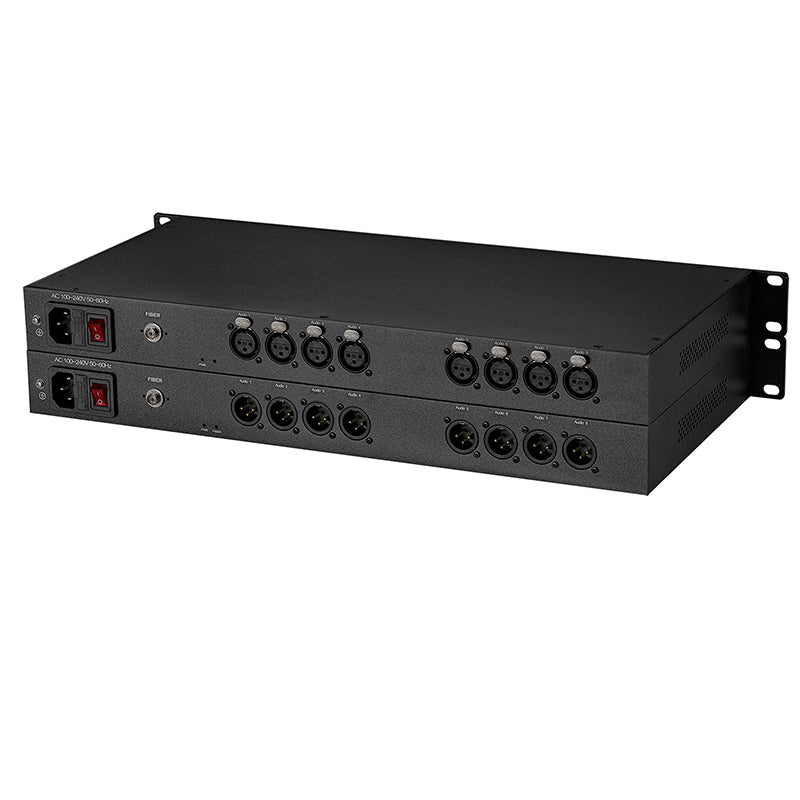 8 channel XLR Balanced Audio over Fiber Optic Extender 19inch 1U Rack mount Singlemode Fiber up 20Km LC SFP Include Uncompressed No delay Professional grade Crystal Clear Sound