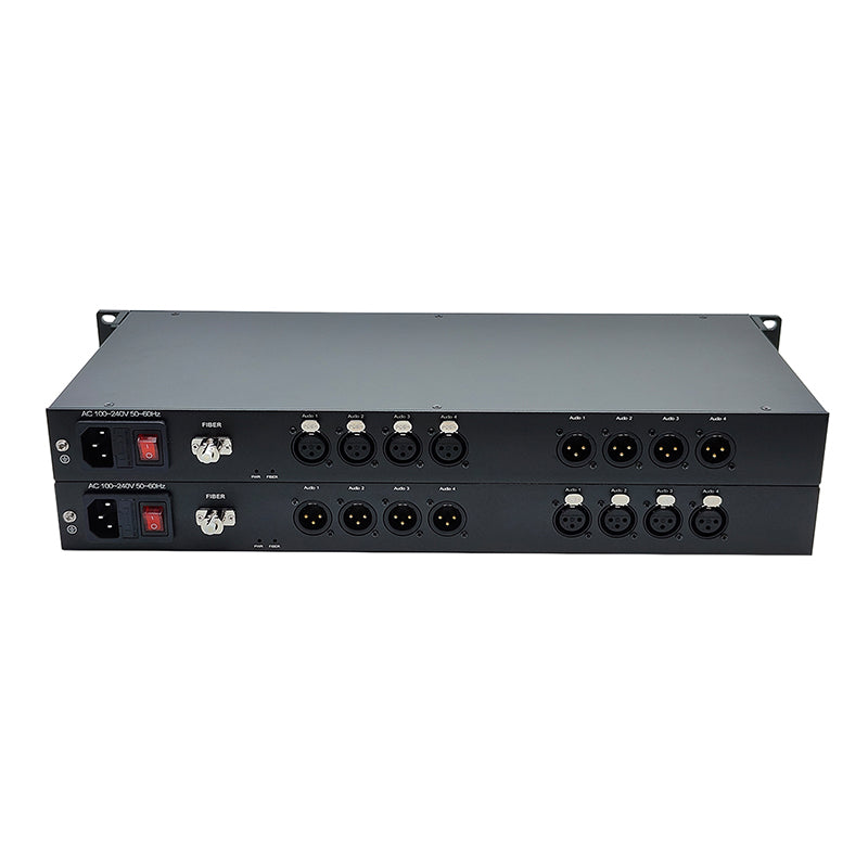 4 Bidirectional XLR Balanced Audio Over Fiber Optic Extender 1U Rack mount- Singlemode Fiber up 20Km LC SFP Include Uncompressed No delay Professional grade Crystal Clear Sound