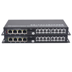 Multifuctional POTS RJ11 Telephone Phone and 4 Independent Gigabit Ethernet Over a Fiber Optic Converter Extender,SC fiber interface,Singlemode 20Km and Multimode 500m