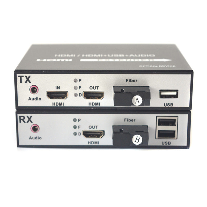 HDMI extender over fiber with KVM and stereo 3.5mm Audio, 1080P HDMI fiber converters, SC Singlemode 20Km and Multimode 500m A pair