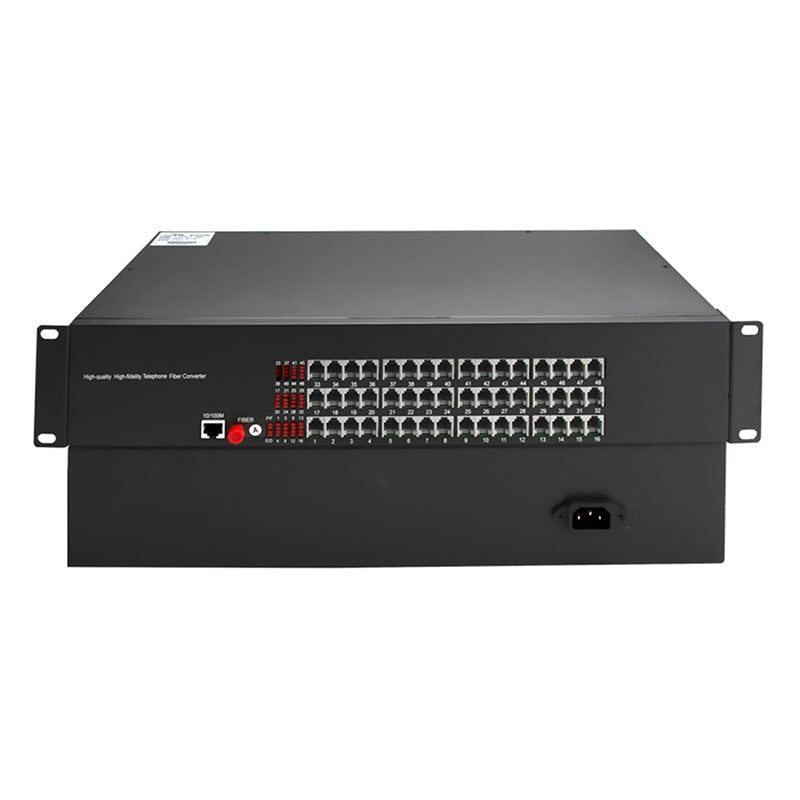 48 Port POTS Telephones And 100M Ethernet Over Fiber Extenders 1 Set - Phone Lines POTS Over Fiber Optic Converter,Single Mode 20Km And Multimode 500m, Support Called Id, Ring And Fax