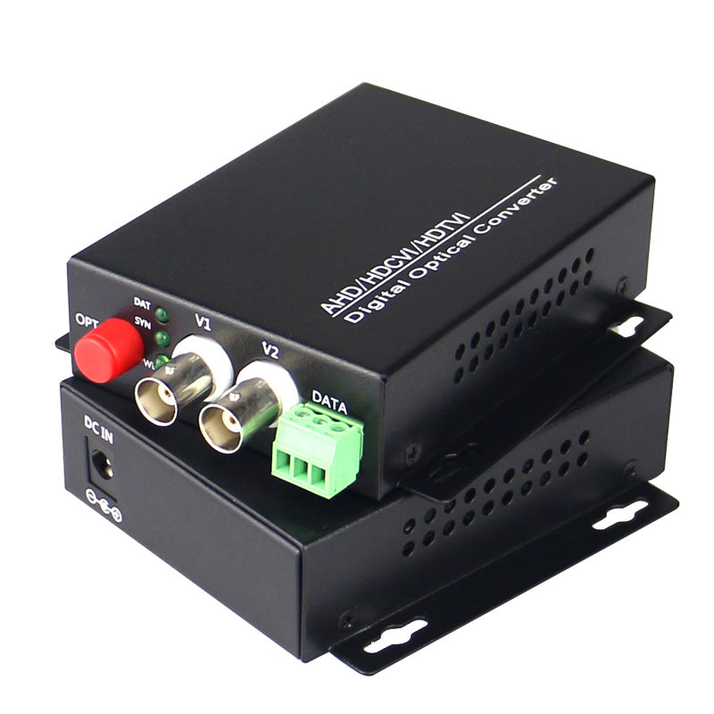 2 port HD Video fiber converters A set, Fiber video extender Uncompressed ,RS485 PTZ FC Remote Singlemode up 20Km, support 2MP 1080p HD TVI CVI AHD and analog Cameras
