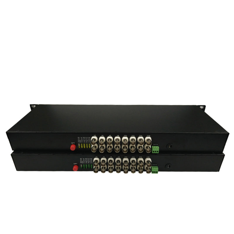 16 Port Analog Video Fiber Converters A Set. RS485 PTZ, PAL NTSC SECAM Video Over Fiber Extenders, FC Singlemode Up 20Km For Remote Video Monitoring, Security Systems More