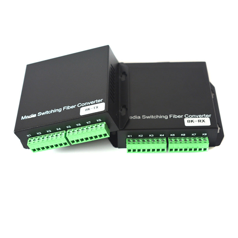 8 channel Contact closure Fiber converters a set- SC Singlemode Fiber up to 20Km, Multimode 500M for Door Open and Door Close,Entry Access Control,Alarm System and More