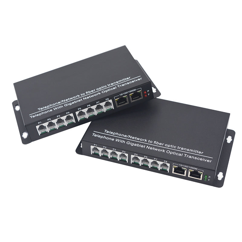 POTS RJ11 Telephone Over Fiber Optic Converters, Gigabit Ethernet RJ45 over Fiber extender 1 Set- SC Singlemode 20Km and Multimode 500m